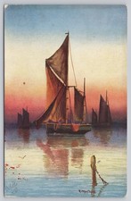 Sailing Vessel Sea And Sky Raphael Tuck Oilette Maritime Postcard picture