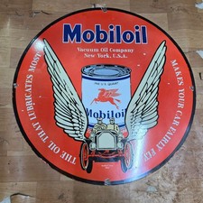 MOBILOIL WINGS PORCELAIN ENAMEL SIGN 29 X 29 INCHES picture
