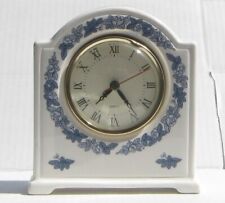 Vintage white ceramic desk/shelf clock with blue floral design picture