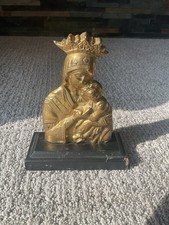 Vintage Mother & Child Brass Statue picture