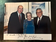Hand SIGNED Henry Kissinger 8x10 Photo  With Senator Helms & Mrs. Helms picture