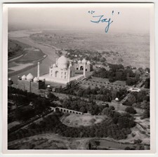 Vintage Taj Mahal India Photo Agra Yamuna River Aerial View c1950s picture