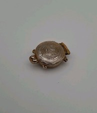 Vintage Perfume Solid Compact Signed Pauline Trigere Gold Hinged 1970’s Turtle picture