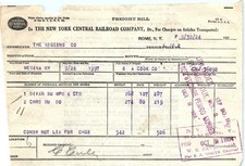 NYC RR 1924 freight bill for furniture (divan, chairs) picture