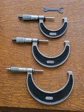 (3) Vintage L. S. Starrett No. 226 Outside Micrometers w/Ratchet Stop & Locking picture