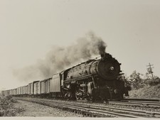 Vintage 3.5x6 Photo Steam Locomotive Freight Train Wooden Boxcars Smoke Action  picture