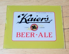 VINTAGE Kaier’s Beer Ale Plastic Sign Mahanoy City PA picture