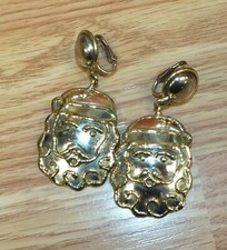 Vintage Multi Metal Santa Clause Dange Earrings with 1/20 14K Clip on Back  picture