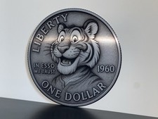 Wow Silver Dollar With Esso Put Tiger In The Tank Sign Brushed Aluminum Sign picture