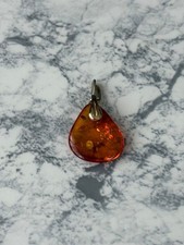 Vintage Amber Necklace Silver 925 Pendant Internal Pattern Jewelry picture