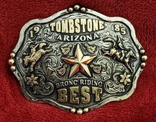 Rodeo☆1985☆Bronc Riding  X~Treme Champion Trophy Buckle☆Tombstone AZ☆Rare☆R55 picture