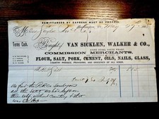 🧂 1868 Wharf Merchant Billhead 3 Barrels Salt $8.85 Railroad 🚂 Burlington NJ picture