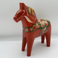 Vintage Style Swedish Dala Horse Red Hand Painted Wooden Folk Art Decor 5