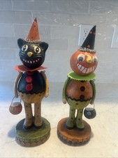Set of 2 Halloween Vintage Style Paper Mache Trick Or Treaters 12” picture