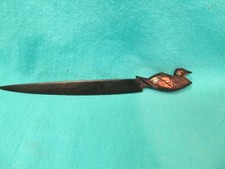 CARVED EBONY WOOD DUCK LETTER OPENER picture
