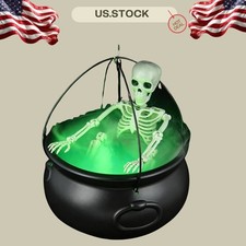 Halloween Witch Cauldron with Tripod, Fog Maker and Skull Prop picture