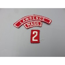 Vintage Boy Scout Lawrence Massachusetts #2 Half Strip Patch Set Red White picture