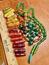 Antique islamic prayer beads futuran amber bakelite Alifs Imans picture
