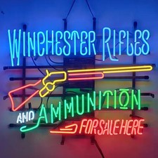 US STOCK Winchester Rifles And Ammunition Salehere Neon Sign 24