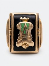 Vintage 1937 Class Ring 10K Yellow Gold Weyhing Bros Ultra Supertone Onyx picture
