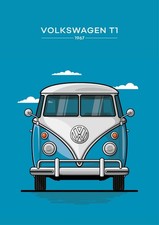 1967 Volkswagen T1 Bus Poster Print VW Split Window Van Wall Art 13x19 picture