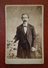 Antique c1880s-90s Cabinet Card Handsome Thick Mustached Man Philadelphia PA  picture