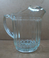 Vintage Heavy Clear Glass 20 Panel Pitcher with Ice Guard ~ Starburst Bottom picture