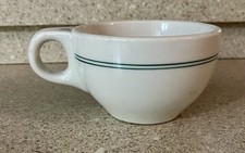 VINTAGE SHENANGO DINER COFFEE ESPRESSO CUP MUG GREEN STRIPE 1950'S picture