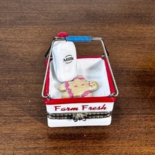 Cooking Club of America The Morning Delivery Hinged Porcelain Box Trinket Milk picture