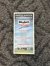 Vintage 1957 Mobil Road Map - North & South Dakota picture
