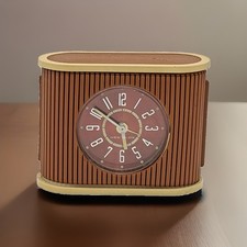 Vintage Westclox Model 42042 Wind Up Alarm Clock Brown Cream Tested Working picture