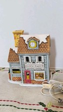 Vintage 1988 Lefton Colonial Lighted Clock Maker House Shop Christmas Village picture