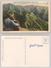 Vintage Huggin's Hell Great Smoky Mountains Linen Postcard Couple View picture