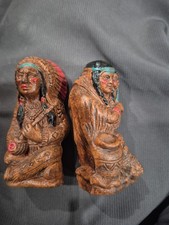 Vintage 1947 MPI American Indian Chief Squaw Salt & Pepper Shakers Mohawk K picture