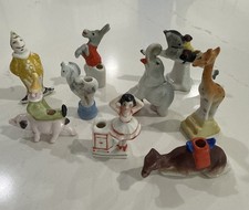 Antique late 1800s bisque porcelain circus cake toppers Candle Holders Germany 8 picture