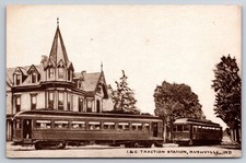 Rushville Indiana I&C Traction Station Streetcars Railroad Depot Postcard picture