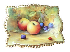 Royal Worcester  Fallen Fruit Small Bon Bon Sweetmeat Dish Signed A Shuck Gilded picture