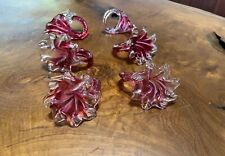 Vintage Cranberry Glass Napkin Rings Set of 6 picture