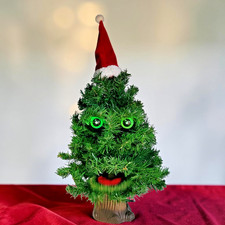Vintage 1996 Gemmy Douglas Fir Talking Tree Animated Singing Christmas Tree 2ft picture