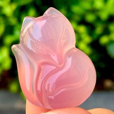 7g Top quality natural rose stone quartz crystal fox shape pendant necklace picture