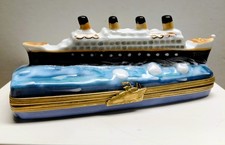 Limoges Titanic Trinket Box Peint Main Jacques French Home Lifeboat Interior picture