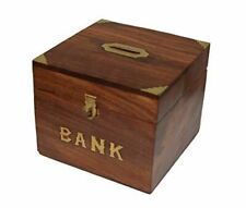 OM SHRI OM Handmade Wood Money Coin Bank, Safe Piggy Bank, Coin Bank for Kids & picture