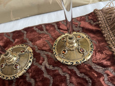 Set 4 St.John Marie Gray Wine Glasses Swarovski Colorado Topaz 24k Gold 2000 picture
