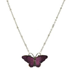 1928 Jewelry Butterfly's Dance Purple Enamel Necklace 16