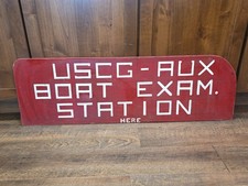 Vint. 1940s USCG Aux Hand Painted Wooden Sign Coast Guard Exam Station WW2 WWII picture