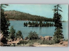 c1935 Shaver Lake View & Island California CA RPPC Real Photo Parker Postcard picture