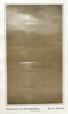 Original 1902 Wm H Whitehead Moonlight Merrimac Photo Antique Print Plate picture