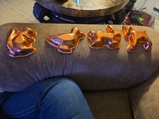VTG Set 4 Mirro Aluminum Company Copper Plated Molds Horse Duck Rabbit Squirrel picture