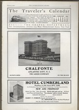 THE LEEDS CO. CHALFONTE ATLANTIC CITY HOTEL & HOTEL CUMBERLAND  2-1910 Ads picture