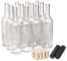 750ml Glass Bordeaux Wine Bottle Flat-Bottomed Cork Finish - with #8 Premium ... picture